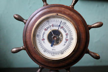Load image into Gallery viewer, Vintage Maritime Ship's Wheel Barometer - Wooden Nautical Weather Station - Working Order - 18cm Tall
