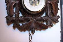 Load image into Gallery viewer, Antique Dutch Black Forest Carved Oak Barometer Thermometer - Working - Wall Hanging Weather Station
