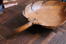 Load image into Gallery viewer, Vintage Hand-Carved Wooden Leaf Bowl Dish - Organic Modern Centrepiece - Folk Art Treen Serving Bowl - 34cm
