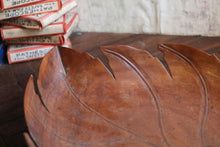 Load image into Gallery viewer, Vintage Hand-Carved Wooden Leaf Bowl Dish - Organic Modern Centrepiece - Folk Art Treen Serving Bowl - 34cm
