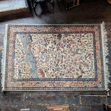 Load image into Gallery viewer, 4'1" x 6'4" - Vintage Hand-Knotted Tree Of Life Wool Rug - Bird &amp; Floral Garden Design - 124 x 194 cm
