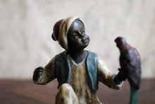 Load image into Gallery viewer, Antique Franz Bergman Vienna Bronze Arab Boy With Falcon On Rug - Cold Painted Bronze Figure - 12cm
