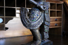 Load image into Gallery viewer, Antique Thai Thepanom Temple Guardian Figure - Hand-Carved Gilt Wood Sculpture - 59.5cm Tall
