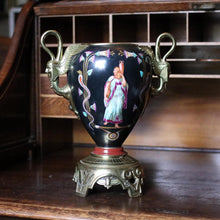 Load image into Gallery viewer, Early 20th.C  French Porcelain &amp; Ormolu Vase – Egyptian Revival with Gilded Winged Sphinx Handles - c.1920's
