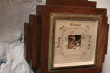Load image into Gallery viewer, Art Deco Oak Hanging Aneroid Barometer – Stepped Geometric Wall Barometer – English Weather Station – 6.9" x 6.9" (17.5 x 17.5 cm)
