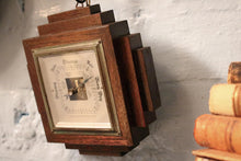 Load image into Gallery viewer, Art Deco Oak Hanging Aneroid Barometer – Stepped Geometric Wall Barometer – English Weather Station – 6.9" x 6.9" (17.5 x 17.5 cm)
