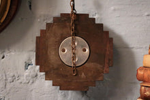 Load image into Gallery viewer, Art Deco Oak Hanging Aneroid Barometer – Stepped Geometric Wall Barometer – English Weather Station – 6.9" x 6.9" (17.5 x 17.5 cm)
