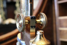 Load image into Gallery viewer, Antique Brass Monocular Microscope – Fitted Mahogany Case With Glass Slides and Accessories
