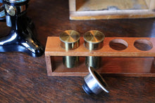 Load image into Gallery viewer, Antique Brass Monocular Microscope – Fitted Mahogany Case With Glass Slides and Accessories
