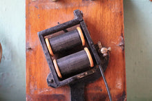 Load image into Gallery viewer, Antique Railway Signal Box Train Arrival Indicator Bell – Brass &amp; Mahogany Wall Mounted Railway Instrument
