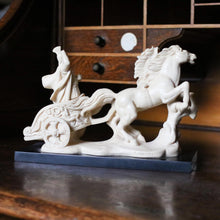 Load image into Gallery viewer, Giuseppe Ruggeri Chariot Sculpture - Classical Horses Figure On Marble Base - Italian Resin Sculpture
