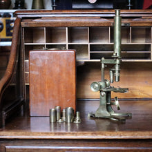 Load image into Gallery viewer, Antique Brass Field Microscope With Mahogany Case - Scientific Instrument With Accessories
