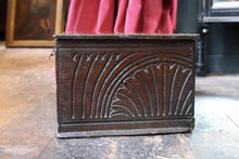 Load image into Gallery viewer, 18th Century Carved Oak Bible Box - Georgian Folk Art Bible Chest - Antique Religious Storage Casket - 62cm
