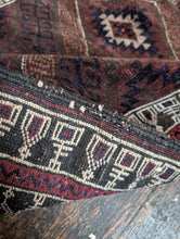 Load image into Gallery viewer, 4ft 6in Antique Hand-Knotted Afghan Baluch Tribal Rug - Wool Geometric Carpet - 136 x 85cm
