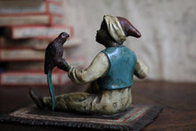 Load image into Gallery viewer, Antique Franz Bergman Vienna Bronze Arab Boy With Falcon On Rug - Cold Painted Bronze Figure - 12cm

