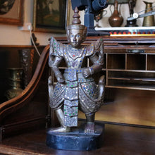 Load image into Gallery viewer, Antique Thai Thepanom Temple Guardian Figure - Hand-Carved Gilt Wood Sculpture - 59.5cm Tall
