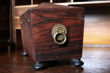 Load image into Gallery viewer, Victorian Antique English Tea Caddy – Sarcophagus Wooden Tea Box With Twin Lidded Compartments – c.1870
