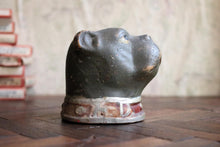 Load image into Gallery viewer, Antique Pottery Bulldog Still Bank - Hand Painted Dog Money Box - Folk Art Coin Bank - 9cm Tall
