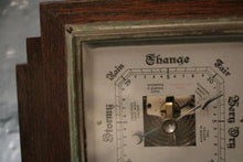 Load image into Gallery viewer, Art Deco Oak Hanging Aneroid Barometer – Stepped Geometric Wall Barometer – English Weather Station – 6.9" x 6.9" (17.5 x 17.5 cm)

