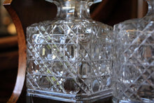 Load image into Gallery viewer, Antique Oak Tantalus With Three Cut Crystal Decanters – Locking Spirit Cabinet
