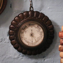 Load image into Gallery viewer, Antique Victorian Carved Oak Aneroid Barometer – Decorative Round Wall Barometer – 25cm Diameter
