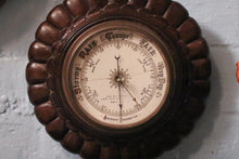 Load image into Gallery viewer, Antique Victorian Carved Oak Aneroid Barometer – Decorative Round Wall Barometer – 25cm Diameter
