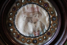 Load image into Gallery viewer, Victorian Hand Painted Silk Portrait – Antique Beaded Wall Plaque in Mahogany Frame
