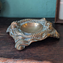 Load image into Gallery viewer, Antique Art Nouveau Brass Fish Ashtray – Small Cast Metal Pin Dish – c.1900–1920
