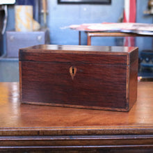 Load image into Gallery viewer, Antique Regency Rosewood Tea Caddy - Boxwood Stringing - 3 Section Tea Box - c.1820

