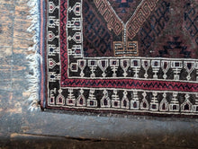 Load image into Gallery viewer, 4ft 6in Antique Hand-Knotted Afghan Baluch Tribal Rug - Wool Geometric Carpet - 136 x 85cm
