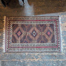Load image into Gallery viewer, 4ft 6in Antique Hand-Knotted Afghan Baluch Tribal Rug - Wool Geometric Carpet - 136 x 85cm
