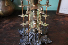 Load image into Gallery viewer, Antique Brass Cotton Reel Stand With Pin Cushion – Ornate Cast Metal Base – Sewing Bobbin Holder

