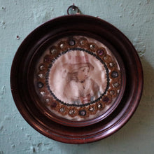 Load image into Gallery viewer, Victorian Hand Painted Silk Portrait – Antique Beaded Wall Plaque in Mahogany Frame
