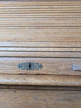 Load image into Gallery viewer, Antique Oak Roll Top Desk – Tambour Front Twin Pedestal Writing Desk – Early 20th Century
