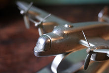 Load image into Gallery viewer, Vintage Cast Metal Avro Lancaster Bomber Desk Model – Wooden Plinth – Aviation Display
