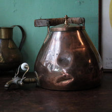 Load image into Gallery viewer, Antique Copper Water Kettle / Urn – Brass Tap and Wooden Handle – Kitchen Decor
