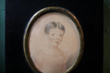 Load image into Gallery viewer, Antique Georgian Portrait Miniature – Young Sitter – Black Papier-Mâché Frame – Early 19th Century
