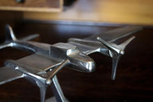 Load image into Gallery viewer, Vintage Art Deco Aluminium Twin-Engine Aeroplane Desk Model
