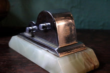 Load image into Gallery viewer, Vintage Art Deco Perpetual Desk Calendar – Chrome and Green Onyx
