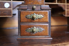 Load image into Gallery viewer, Antique Oak Smoker’s Cabinet – Concealed Locking Drawers – Tin-Lined Tobacco Box – Edwardian c.1900
