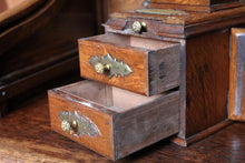 Load image into Gallery viewer, Antique Oak Smoker’s Cabinet – Concealed Locking Drawers – Tin-Lined Tobacco Box – Edwardian c.1900
