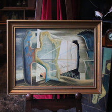 Load image into Gallery viewer, Vintage Surrealist Abstract Oil Painting – In The Style Of John Tunnard – Framed Mid-Century Art
