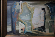 Load image into Gallery viewer, Vintage Surrealist Abstract Oil Painting – In The Style Of John Tunnard – Framed Mid-Century Art
