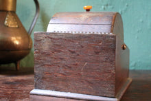 Load image into Gallery viewer, Antique Oak Mechanical Cigarette Dispenser – Art Deco Desktop Tobacciana
