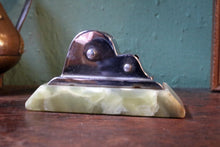Load image into Gallery viewer, Vintage Art Deco Perpetual Desk Calendar – Chrome and Green Onyx
