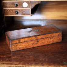Load image into Gallery viewer, Antique Victorian Oak Candle Box / Pencil Case / Art box

