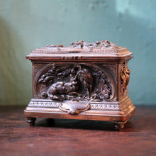 Load image into Gallery viewer, Antique French La Fontaine Fables Jewellery Casket – Copper Box – Napoleon III
