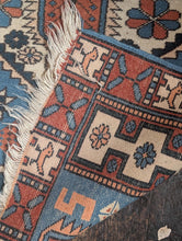 Load image into Gallery viewer, 4'5" x 2'6" Vintage Caucasian Azerbaijan Hand Knotted Wool Rug – Geometric Tribal – 135 x 77cm
