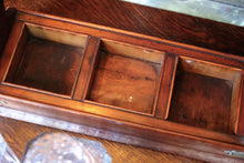 Load image into Gallery viewer, Antique Mahogany 3 Bottle Tantalus - Cut Glass Decanters - Silver Plated Fittings

