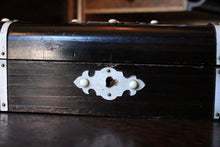 Load image into Gallery viewer, Antique Anglo-Indian Bone Inlaid Jewellery Box - Domed Dark Hardwood Casket - 19th Century
